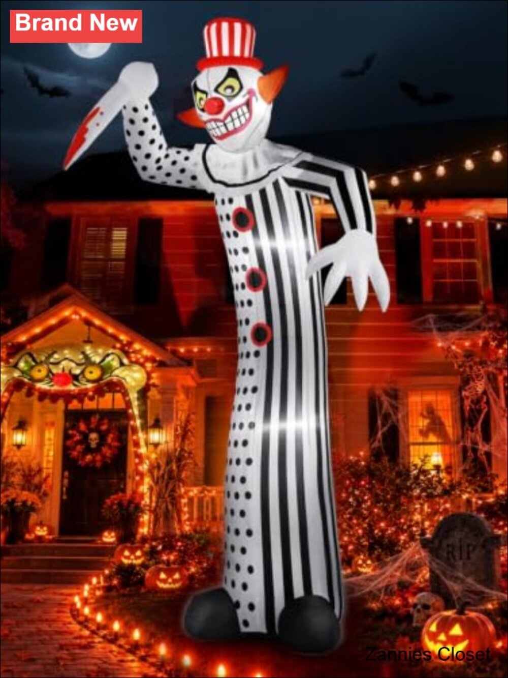 👻 12FT Giant Halloween Inflatable Creepy Clown Full-Body LED Blow Up Yard Decor